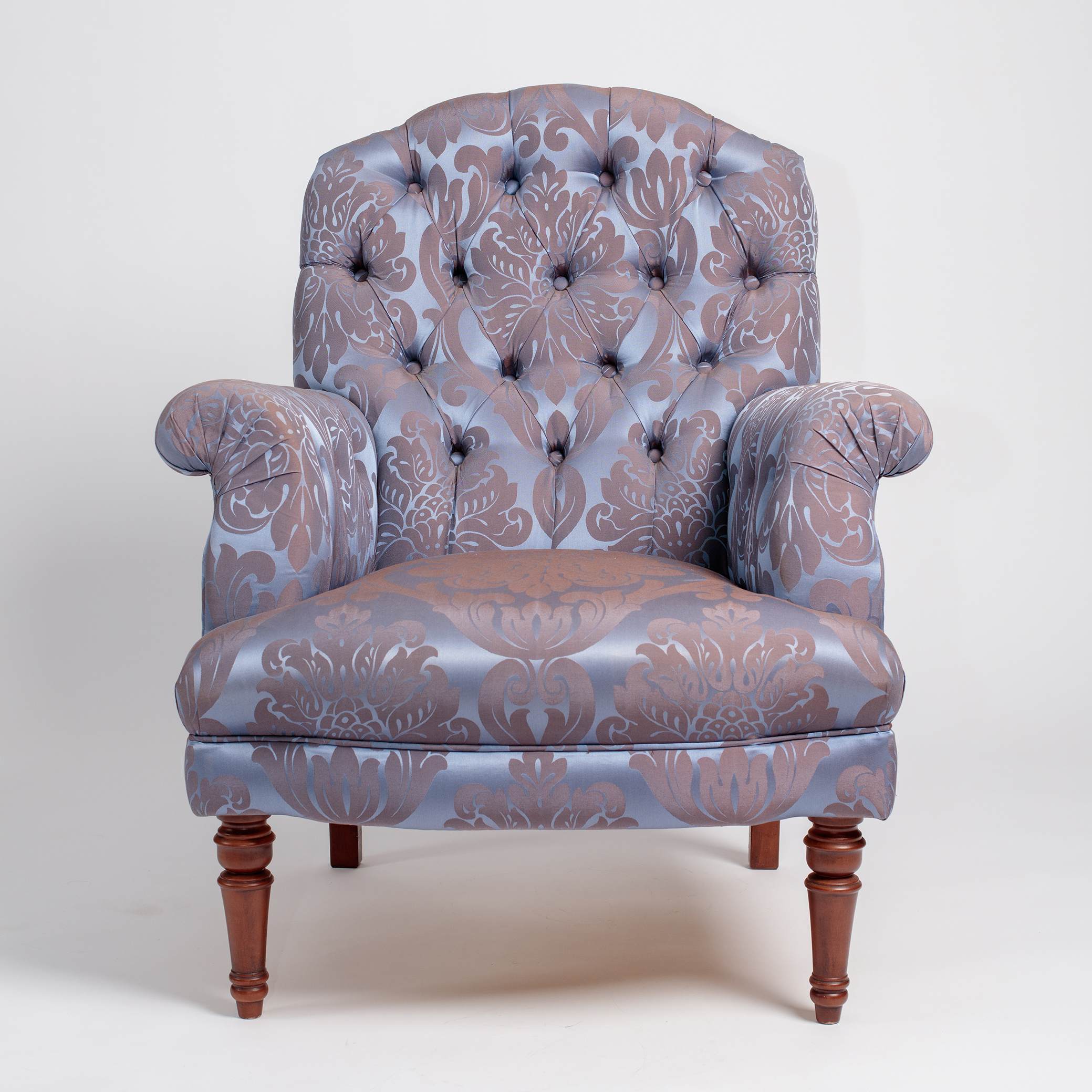 Turquoise Silk Armchair