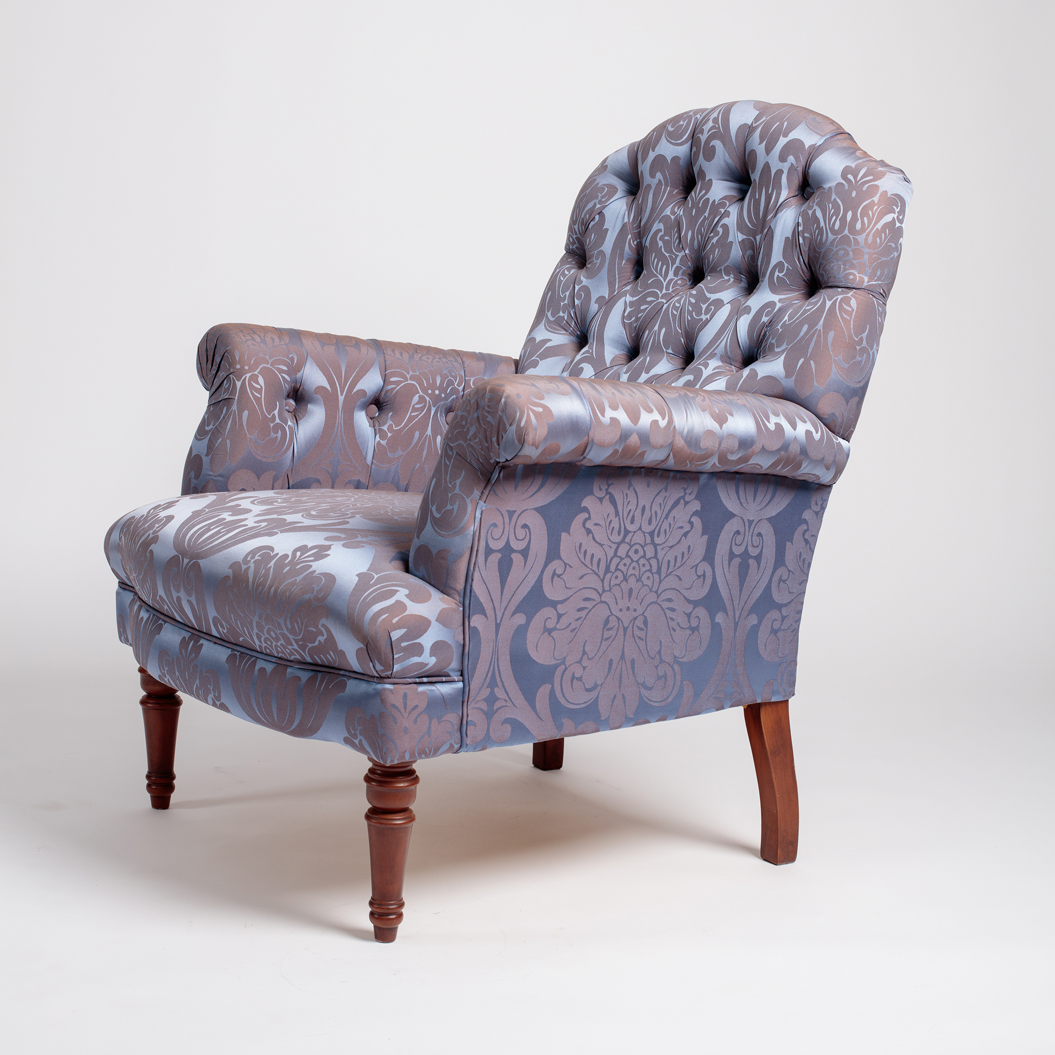 Turquoise Silk Armchair