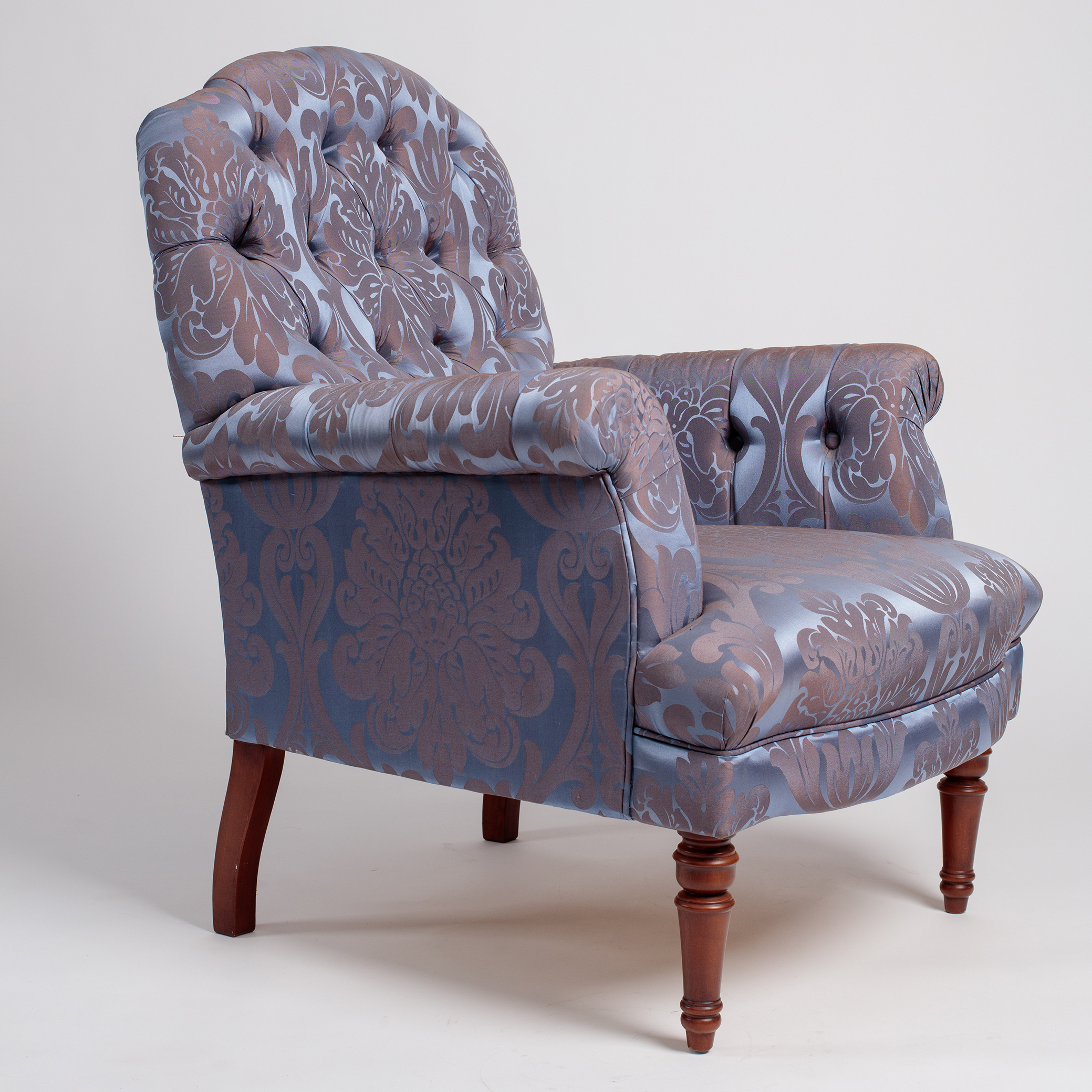 Turquoise Silk Armchair